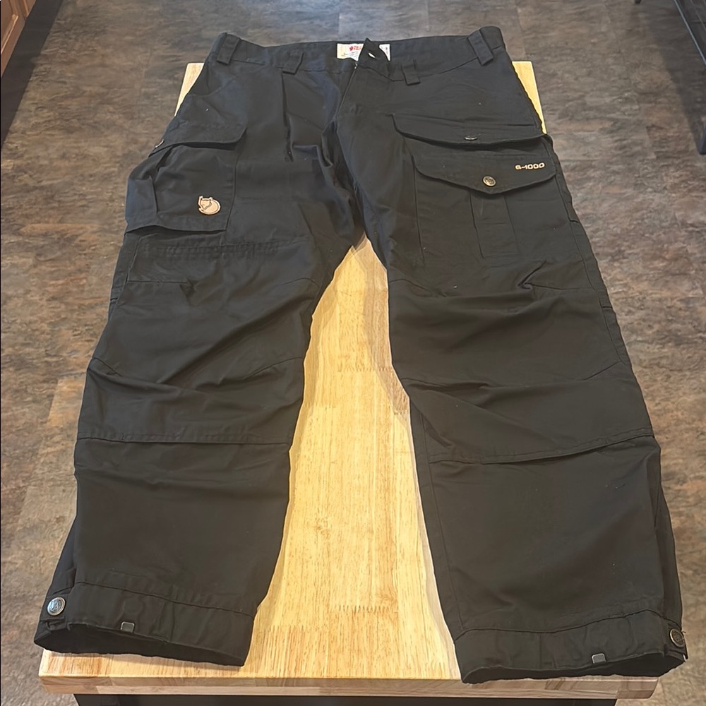 Fjallraven Black Cargo Pants Durable Utility Wear
